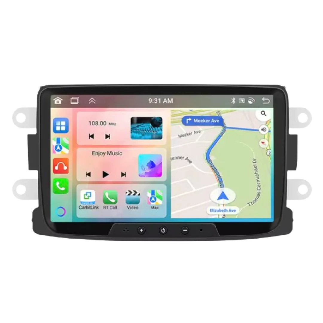 Renault Sandero, Duster, Logan, Dokker (2010–2015) - 8_ Bilradio m. Apple CarPlay Og Android Auto4gb